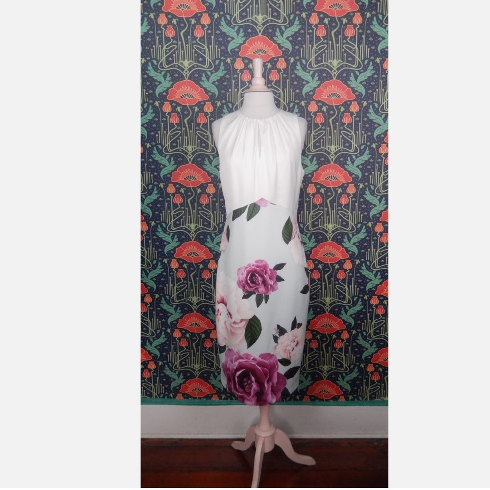 Ted Baker Annile Sheath Big Floral Print Spring Easter Dress Nwt 10 (Ted 4) - Picture 3 of 8